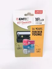 Emtec 2.0 16 GB Flash Drive USB 2.0 3pk NEW 16th Anniversary Edition picture