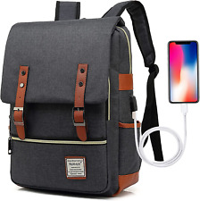 Vintage Laptop Backpack with USB Charging Port, Elegant Water Resistant Travelli picture