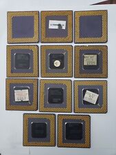 Gold Recovery Lot of 11 Intel Pentium/ AMD Ceramic CPU Chips Vintage picture
